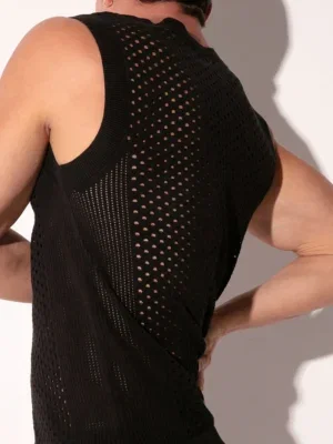 vista trasera de la camiseta de tirantes Code 22 Mosaic Negra