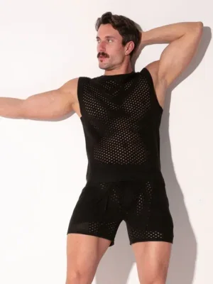 camiseta de tirantes code 22 mosaic negra