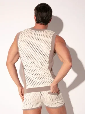 vista trasera de la camiseta de tirantes Code 22 Mosaic Taupe