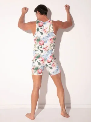 Vista trasera completa con espalda clásica de tirante ancho, Camiseta Tirantes Code 22 Silken Blanca, Code 22