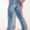 Trasero completo pantalón vaquero azul stone wash con bolsillos traseros - Pantalón Vaquero Code 22 Azul