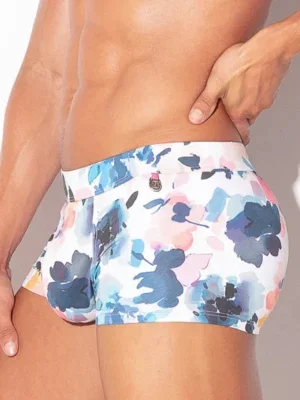 Bañador boxer Code 22 London floral, vista lateral derecha mostrando perfil de cintura y corte