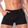 Vista frontal media bañador boxer push up Code 22 New York Negro mostrando ajuste y floating pouch