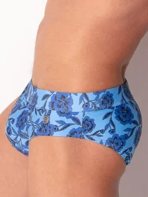 Primer plano lateral trasero del estampado floral, bañador slip push up Code 22 Melbourne