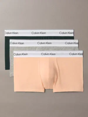 Pack 3 bóxers Calvin Klein Icon Cotton Stretch 3ZL en darkest spruce grey heather y peach bliss.
