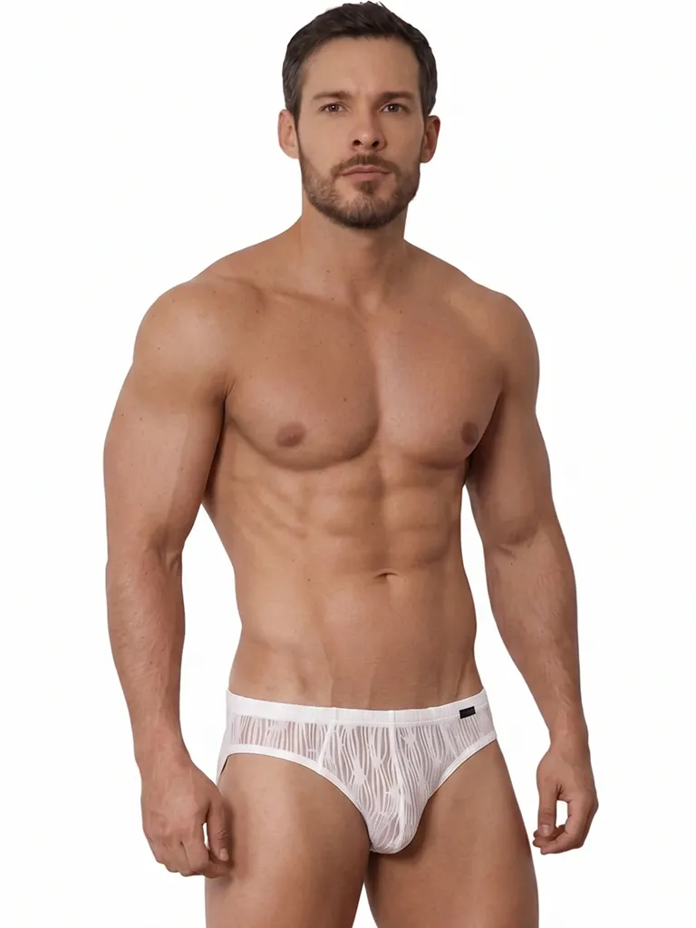 Vista frontal completa de slip blanco Olaf Benz RED2560 con corte Sportbrief ajustado