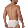Vista trasera completa de slip Olaf Benz RED2560 Blanco con tejido jacquard ondulante
