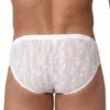 Vista trasera de slip blanco Olaf Benz RED2560 con tejido jacquard semitransparente