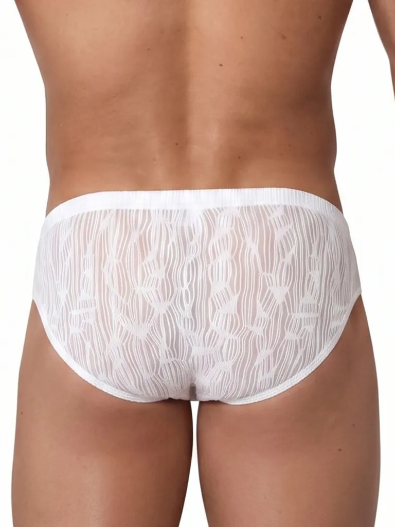 Vista trasera de slip blanco Olaf Benz RED2560 con tejido jacquard semitransparente