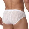 Vista trasera de slip blanco Olaf Benz RED2560 con tejido jacquard semitransparente