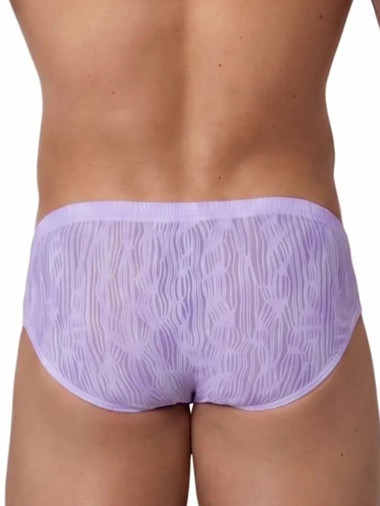 Vista trasera de slip lavanda Olaf Benz RED2560 con tejido jacquard ondulante semitransparente