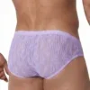 Vista trasera lateral de slip lavanda con jacquard semitransparente y dibujo ondulante — RED2560 Olaf Benz (