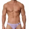 Vista frontal de tanga Olaf Benz RED2560 Lavanda con tejido jacquard ondulante semitransparente