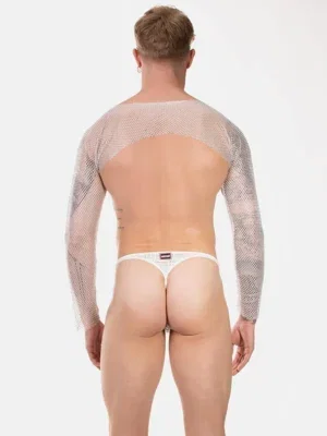 Vista trasera del crop top bolero blanco Barcode Berlin Blinky