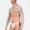 Vista tres cuartos del crop top bolero blanco Blinky de Barcode Berlin