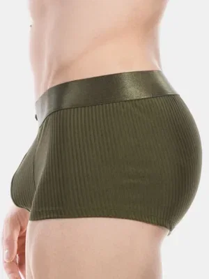 Vista lateral del boxer army Stellan de Barcode Berlin con tejido de canalé