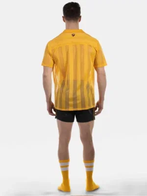 Espalda de la camisa de rejilla amarilla de manga corta Zeno de Barcode Berlin