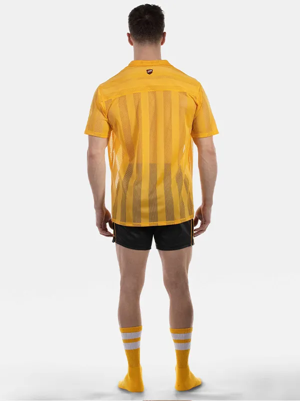 Espalda de la camisa de rejilla amarilla de manga corta Zeno de Barcode Berlin