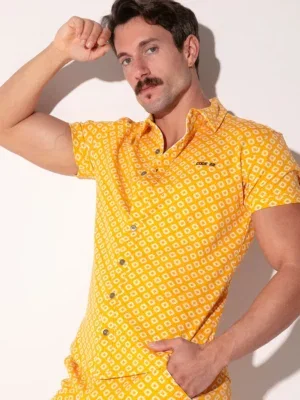 Camisa Code 22 Iconic Slim Fit Mustard