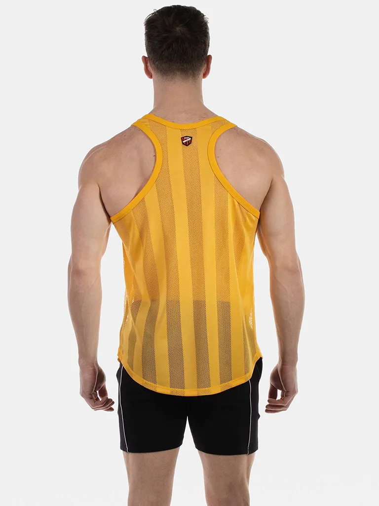 Espalda nadadora de la camiseta de tirantes de rejilla amarilla Tobías de Barcode Berlin
