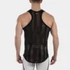 Espalda nadadora de la camiseta de tirantes de rejilla negra Tobías de Barcode Berlin