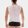 Vista trasera de la camiseta de tirantes blanca perforada Vinny de Barcode Berlin