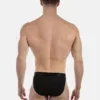 Vista trasera del slip bikini negro Viggo de Barcode Berlin