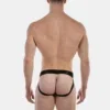 Vista trasera del jockstrap negro Barnabie de Barcode Berlin con espalda abierta
