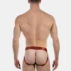 Vista trasera del jockstrap óxido Barnabie de Barcode Berlin con espalda abierta