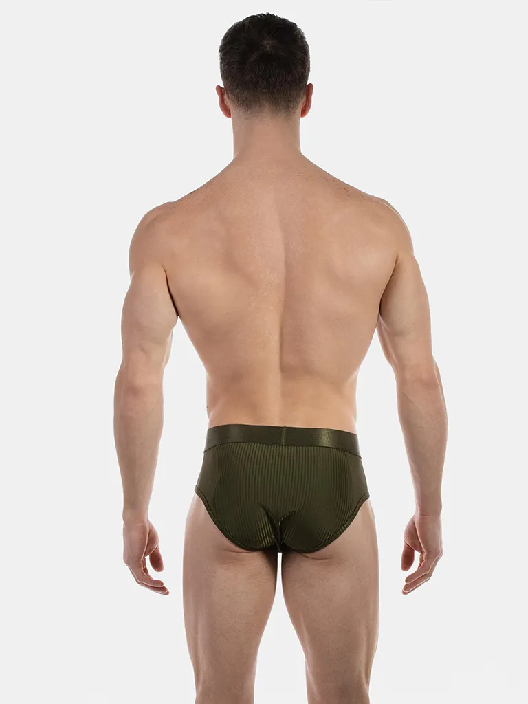 Vista trasera del slip army Caspian de Barcode Berlin con cobertura completa
