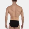 Vista trasera del slip negro Caspian de Barcode Berlin con cobertura completa