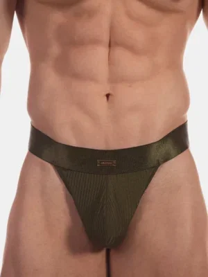 Detalle del frontal de canalé del tanga hombre army Julian de Barcode Berlin